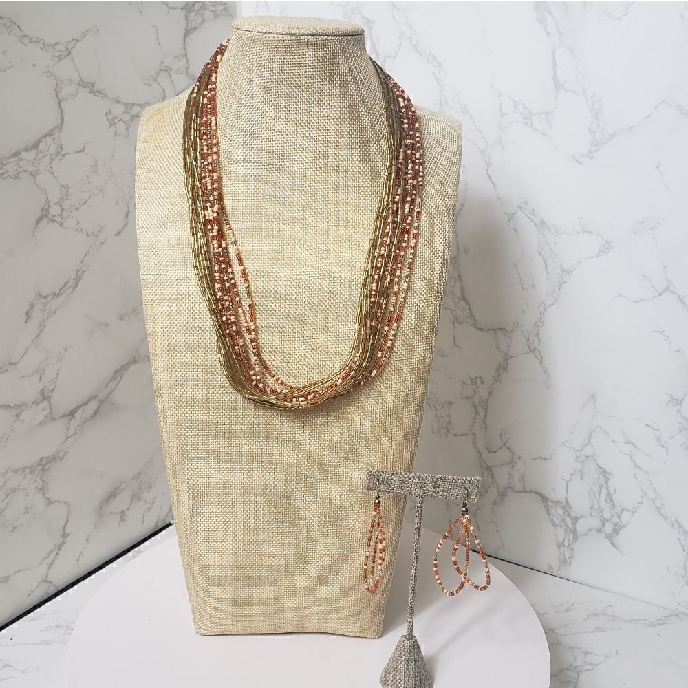 ARTISAN Seed Bead Necklace & Earrings Set